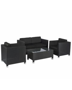 Sofagruppe Polyrattan Sitzecke schwarz "Bari" - Pure Garden & Living