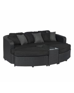 Sonneninsel Palma Lounge Polyrattan  schwarz Pure Garden & Living