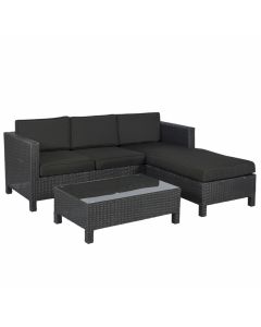 Garten Lounge Polyrattan Ecksofa 3-Sitzer schwarz "Lima" - Pure Garden & Living