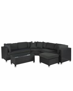 Garten Lounge Polyrattan Loungeecke Ecksofa "Mississippi" Schwarz - Pure Garden & Living