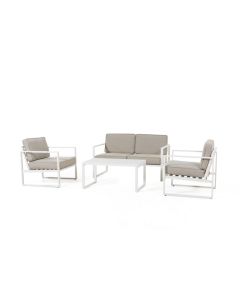 Loungeset Sitzecke Aluminium "Dubai" - Weiß/Grau - Pure Garden & Living