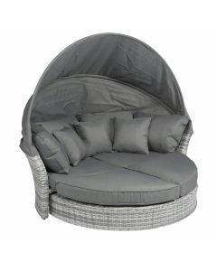 Sonneninsel & Loungebett "Savanna" - Mix grey Weiß/Grau - Pure Garden & Living