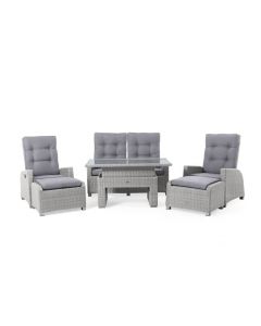 Sitzecke Polyrattan Dining Lounge Set "Ludo" - Grau - Pure Garden & Living