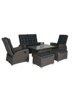 Sitzecke Polyrattan Dining Lounge Set "Ludo" - Antracite - Pure Garden & Living