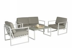 Loungeset Sitzecke Aluminium "Dubai" - Weiß/Grau - Pure Garden & Living