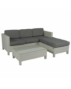 Loungesofa Ecksofa Polyrattan "Lima" Hellgrau - Pure Garden & Living 