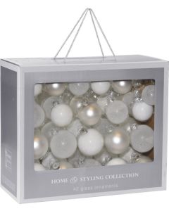 Weihnachtsbaumkugeln 42 Stück Weiß