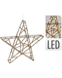 LED-beleuchteter Weihnachtsstern 30cm gold lametta