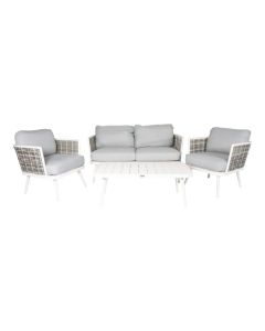 Sessel-Sofa Lounge Set "Yvonne" - Weiß - Pure Garden & Living