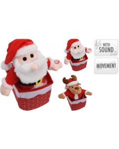 Plüschige Weihnachtsfigur im Kamin