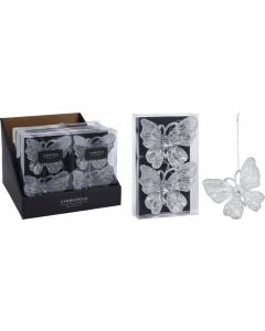 Hängende Deko Schmetterlinge Silber 11cm 2 Stück