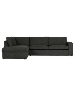 WOOOD Thomas Ecksofa Ribcord Dunkelgrau - Links