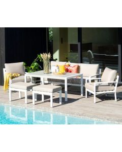 Dining Loungeset "Eva" - Aluminium weiß - Pure Garden & Living