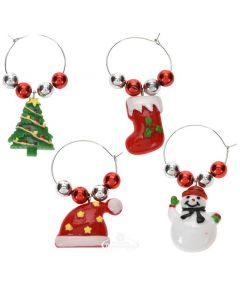 Weihnachten Glasanhänger für Weingläser und Trinkgläser 4 Stück