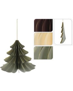 Hängedeko Weihnachtsbaum papier grün beige 15cm