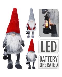 Gnome mit LED-Nase 84 cm Rot / Grau