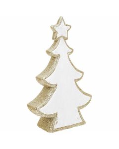 Weihnachtsbaum aus Dolomit Glitzer Weiß und Gold 42 cm