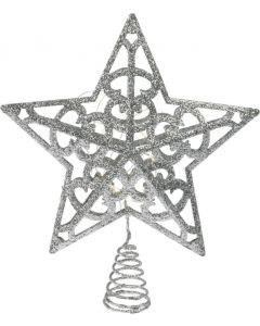 Weihnachtsbaumspitze Stern 28 cm silber
