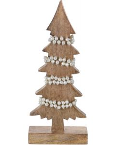 Weihnachtsbaum Holzfarben Perlenkette 31 cm hoch