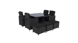 Gartenlounge Dining Polyrattan "Cube" Schwarz - Pure Garden & Living