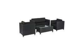 Sofagruppe Polyrattan Sitzecke schwarz "Bari" - Pure Garden & Living