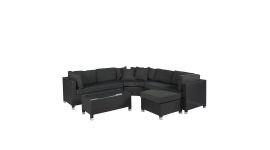 Garten Lounge Polyrattan Loungeecke Ecksofa "Mississippi" Schwarz - Pure Garden & Living