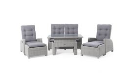 Sitzecke Polyrattan Dining Lounge Set "Ludo" - Grau - Pure Garden & Living