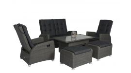 Sitzecke Polyrattan Dining Lounge Set "Ludo" - Antracite - Pure Garden & Living