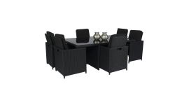 Esstischgruppen 6 personen "Cube XL" Schwarz - Pure Garden & Living