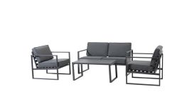 Loungeset Sitzecke Aluminium "Dubai" - Grau - Pure Garden & Living