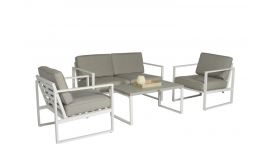 Loungeset Sitzecke Aluminium "Dubai" - Weiß/Grau - Pure Garden & Living