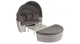 Sonneninsel Poly Rattan "Santorini" Grau - Pure Garden & Living