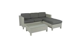 Loungesofa Ecksofa Polyrattan "Lima" Hellgrau - Pure Garden & Living 