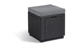 Allibert Cube Gartenhocker graphit inkl. Kissen - 42 x 42 x 30