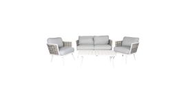 Sessel-Sofa Lounge Set "Yvonne" - Weiß - Pure Garden & Living