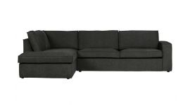 WOOOD Thomas Ecksofa Ribcord Dunkelgrau - Links