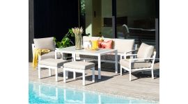 Dining Loungeset "Eva" - Aluminium weiß - Pure Garden & Living