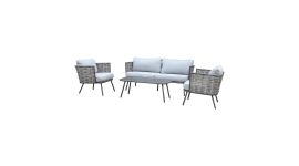 Sessel-Sofa Lounge Set "Yvonne" - Grau - Pure Garden & Living