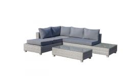 Polyrattan Eckloungemöbel "Cebu" grau