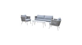 Sessel-Sofa Lounge Set "Yvonne" - Weiß - Pure Garden & Living