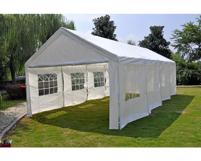 Partyzelt 4x8 m Deluxe weiß mit Seitenwänden Pure Garden & Living