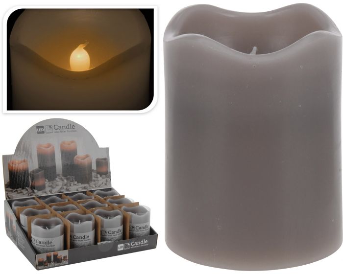 Kerze LED Timer 7x9 cm grau
