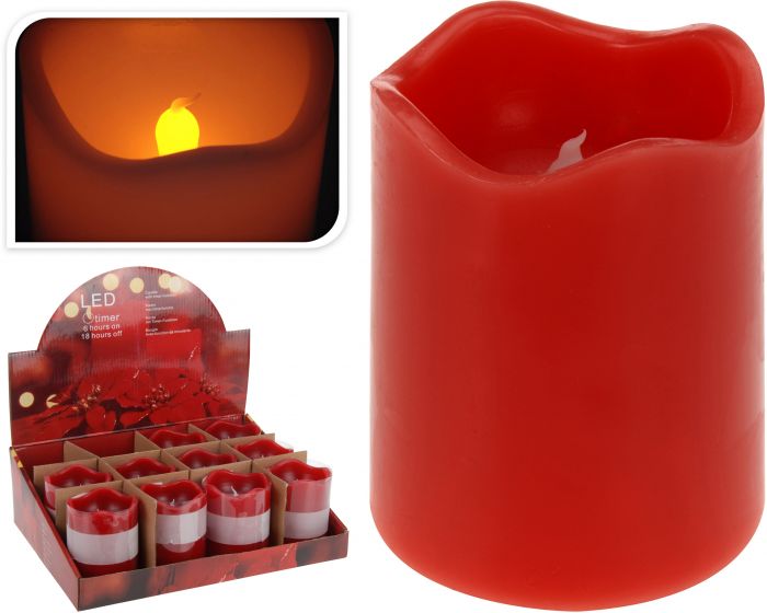 Kerze LED Timer 7x9 cm rot