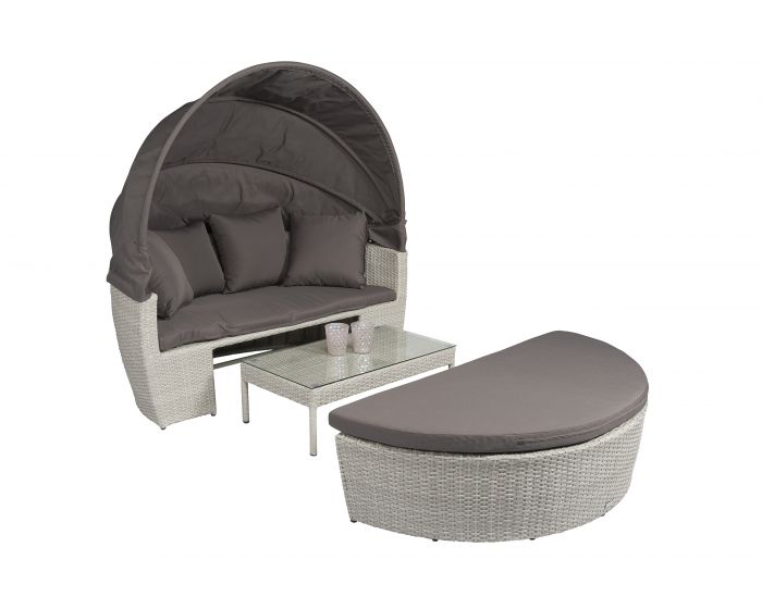Sonneninsel Poly Rattan "Santorini" Grau - Pure Garden & Living