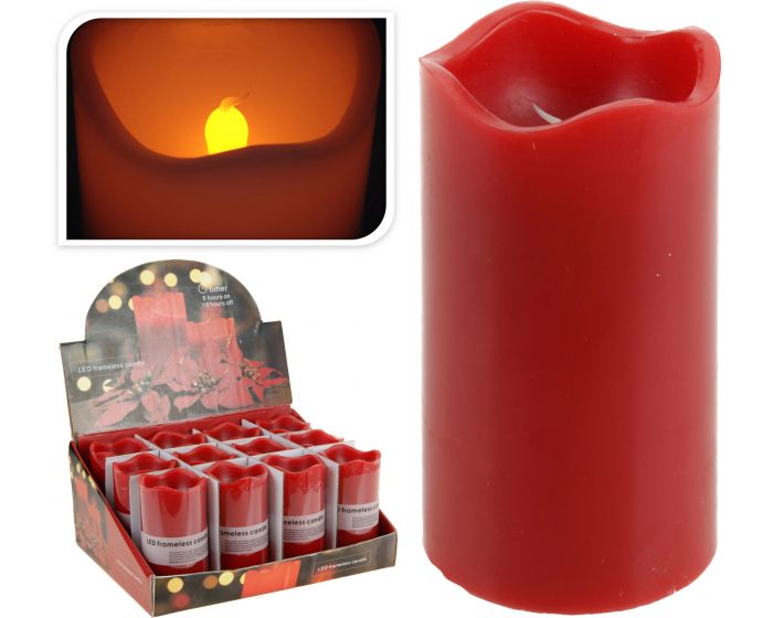 Kerze LED Timer 7x13 cm rot